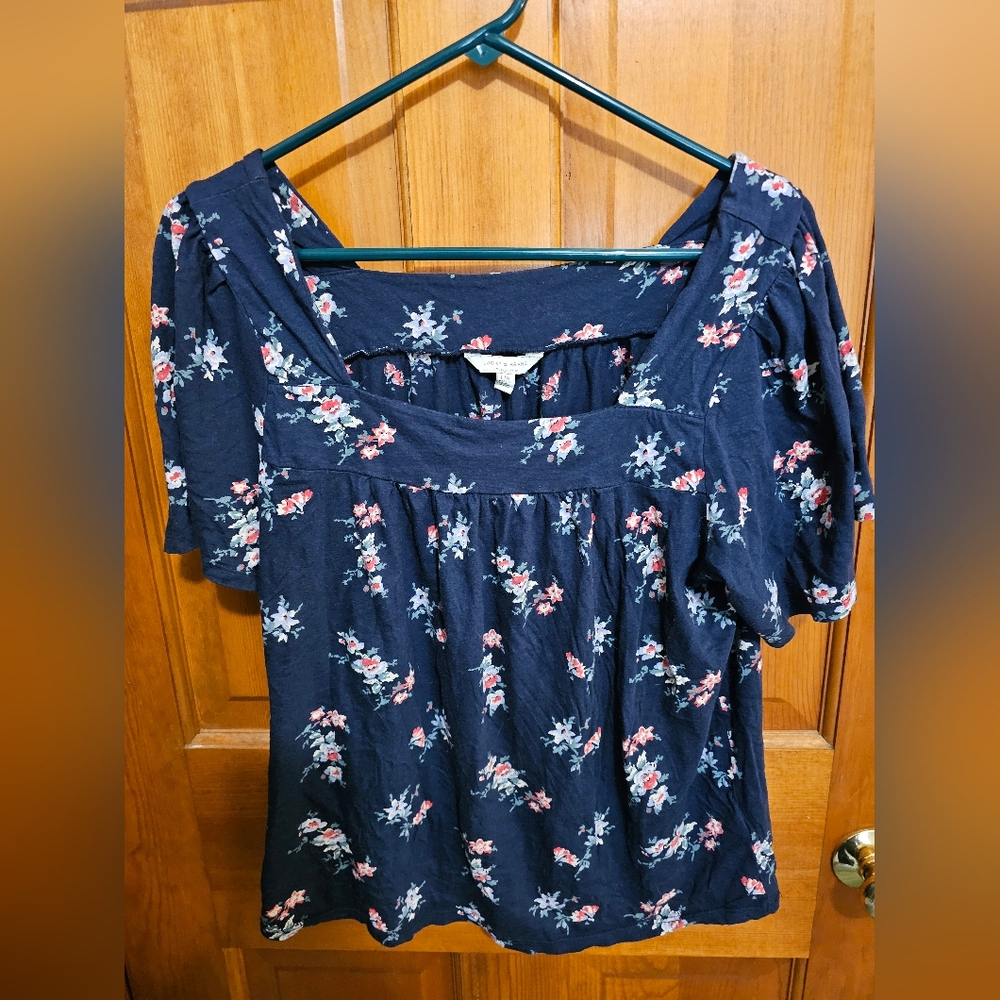 Lucky Brand Blue Floral Blouse size L